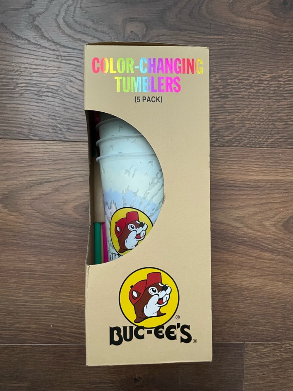 Buc-ee's Color-Changing Tumblers (5 Pack) - White with Tie-Dye Accents